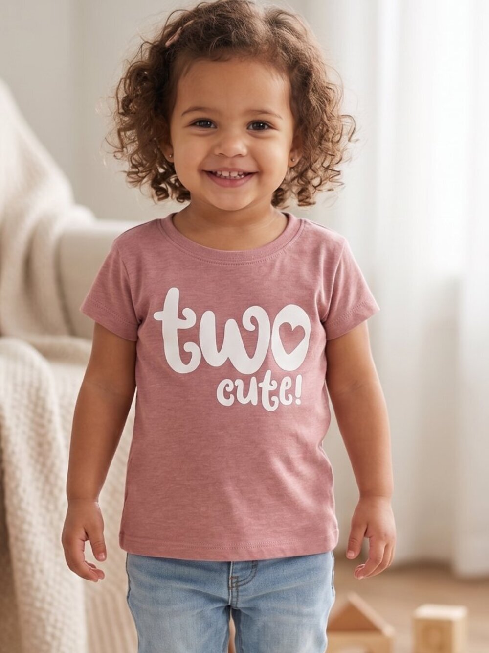 NWOT | Lalo + Luna Mauve Pink "Two Cute!" Graphic T-Shirt 2T
